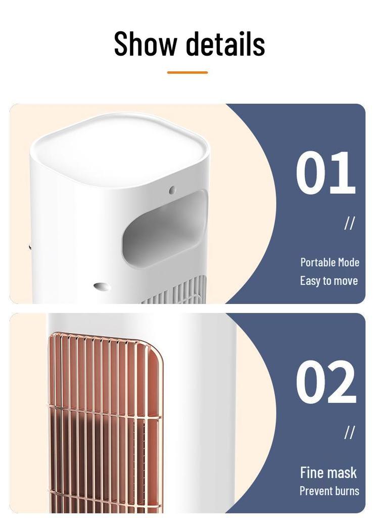 2023 Portable Vertical Electric Heater with PTC Ceramic Oscillation, EU/US Spec