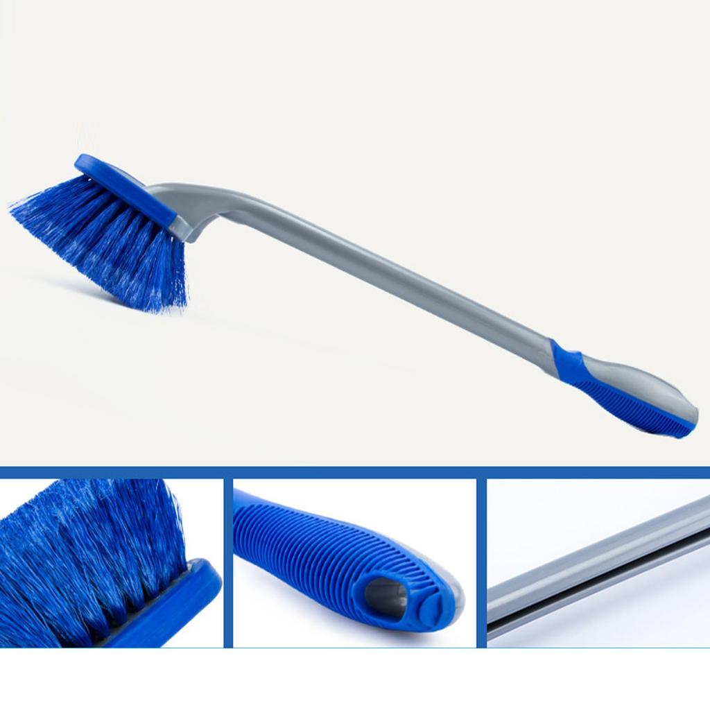Car Wash Brush Wheel Fender Brush, Car Wheel Cleaning Brush with Fine Bristles, Non-Slip, Long Handle, Auto Tire Cleaning Brush