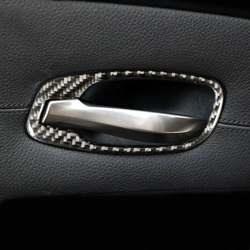 Carbon Fiber Car Interior Door Handle Cover Door Decoration Bowl Stickers For BMW 5 Series Accessories E60 E61 F10 2005-2010