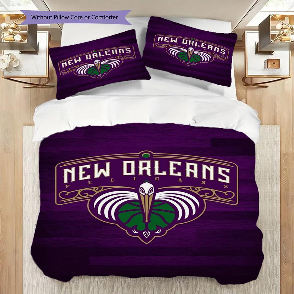 New Orleans Basketball Spirit Three-piece set(1 * duvet cover + 2 * pillowcase, without core)Soft and comfortable Christmas birthday gift