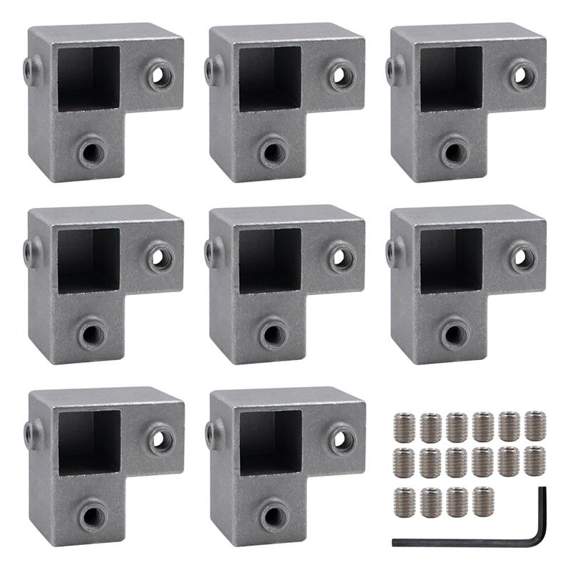 

SHGO-Aluminum Alloy 8 PCS 1 /25 Mm Square Tube Connectors, 3-Way Pipe Fittings, Tee Chain End Rail Clamps 16mm
