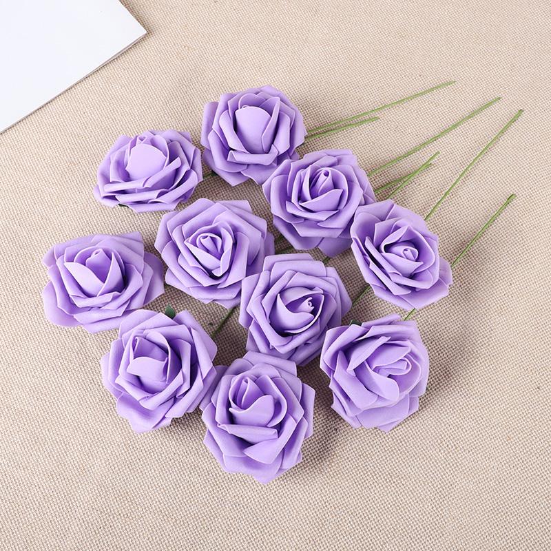 10-50Pcs Rose Artificial Flowers With Stem Foam Fake Roses Wedding Bouquet Centerpieces Decoration Birthday Party DIY Gift Craft