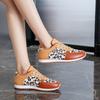 Fashion Women Platform Sneakers 2025 NEW Round Toe Low-top Leopard Wedge Shoes for Women's Size 43 Lace Up  Casual Sports Shoes