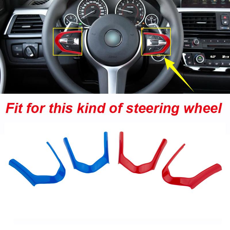 Rot oder Blau für BMW F20 F22 F21 F30 F32 F33 F36 F06 F12 F13 X5 F15 X6 F16 M-Sport ABS ChromLenkrad-Dekorationsrahmen