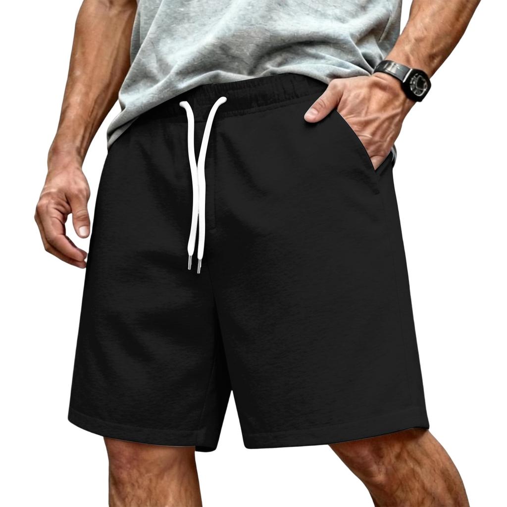 Pantaloncini da uomo basic con coulisse, vestibilità ampia, casual, sportivi, estivi, con elastico regolabile in vita e tasche laterali, per l'uso quotidiano