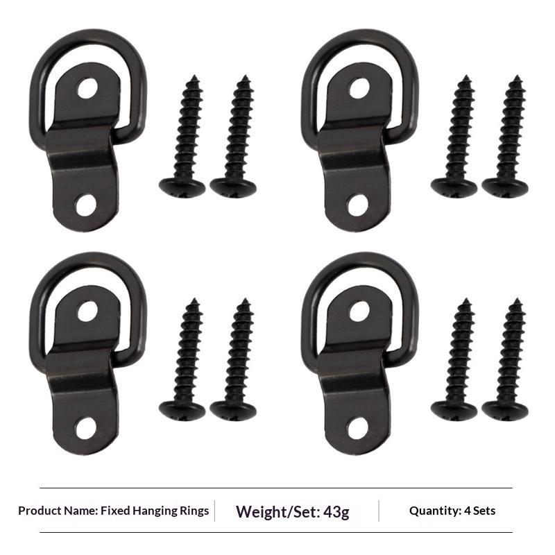 Heavy Gauge Metal D Ring Tie Mounts 1 Set with Screws for Trailer Cargo Securing RV Awning Accessory Fastening Use