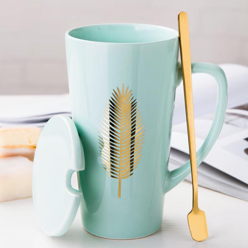 Nordic Ceramic Coffee Mug with Lid and Spoon