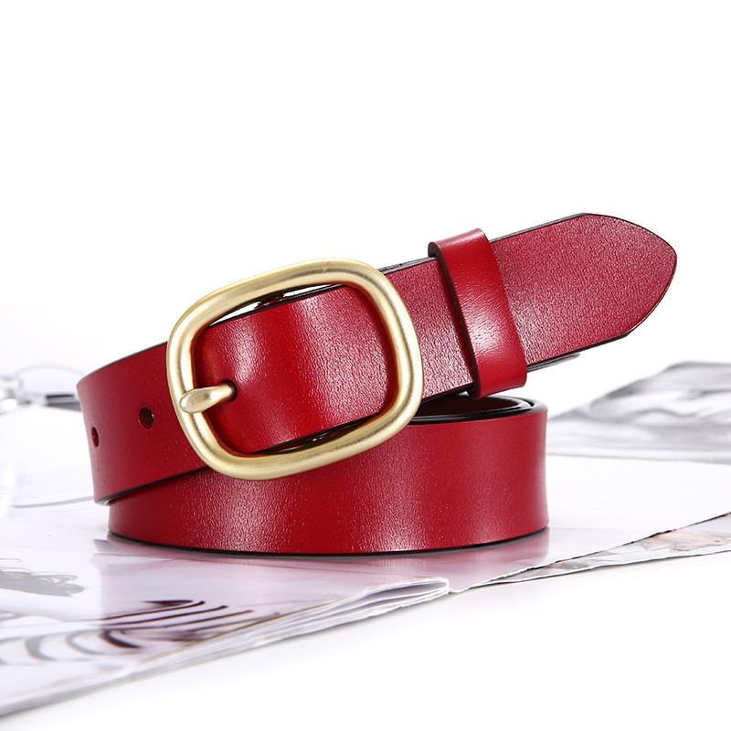 Womens Leather Belt Simple Classic Cowhide Fashion Korean Style For Casual Jeans Wear