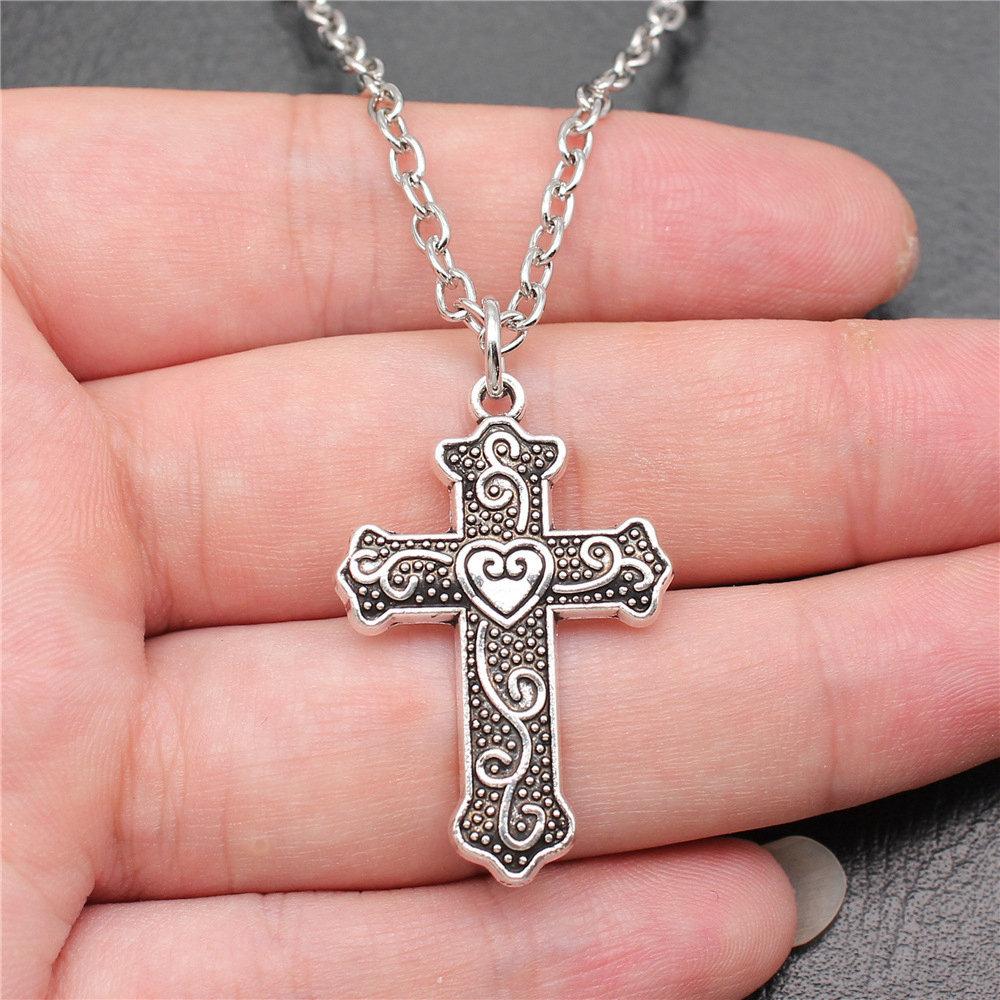 Betendes Kreuz Religiöses Amulett Anhänger Antike Bronze Metall Freund Halskette Neuankunft Geschenk