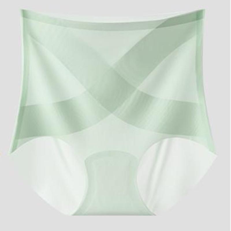 Ice Silk High Waist Cross Abdomen Control Panties - Seamless, Breathable, Quick-Drying Lift for Women