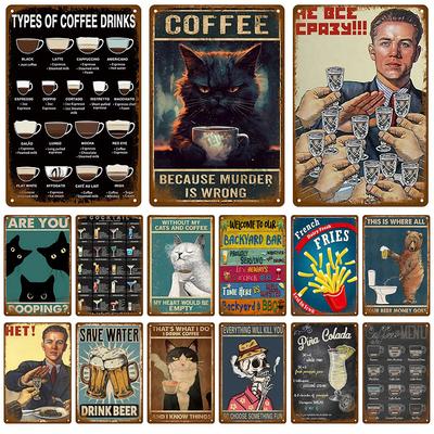 Retro Wall Art Bar Accessories Mancave Tin Sign Room Luxury Home Decor Item Decorations Metal Signs Vintage Metal Plates Post
