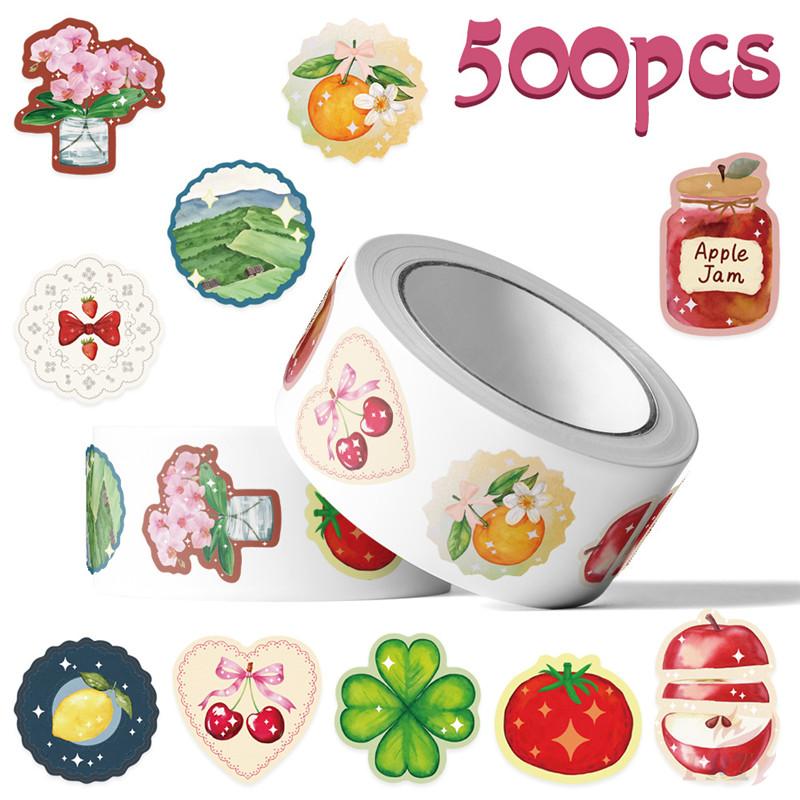 500Pcs/Roll Little Happiness - Lucky Life Kids Rewards Stickers - DIY Scrapbooks Album Decor Sealing Label Decals