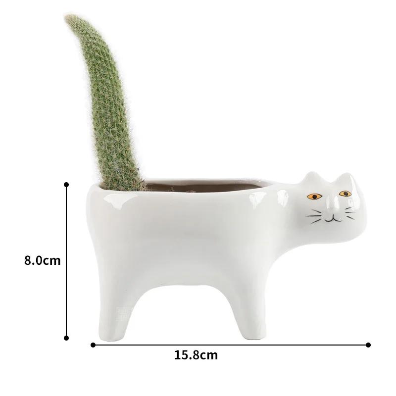1pc Ceramic Cat Flower Pots Decorative Vase Plant Pots Hydroponics Flower Arrangement Potted Plants Creative Kitten Floral Vase