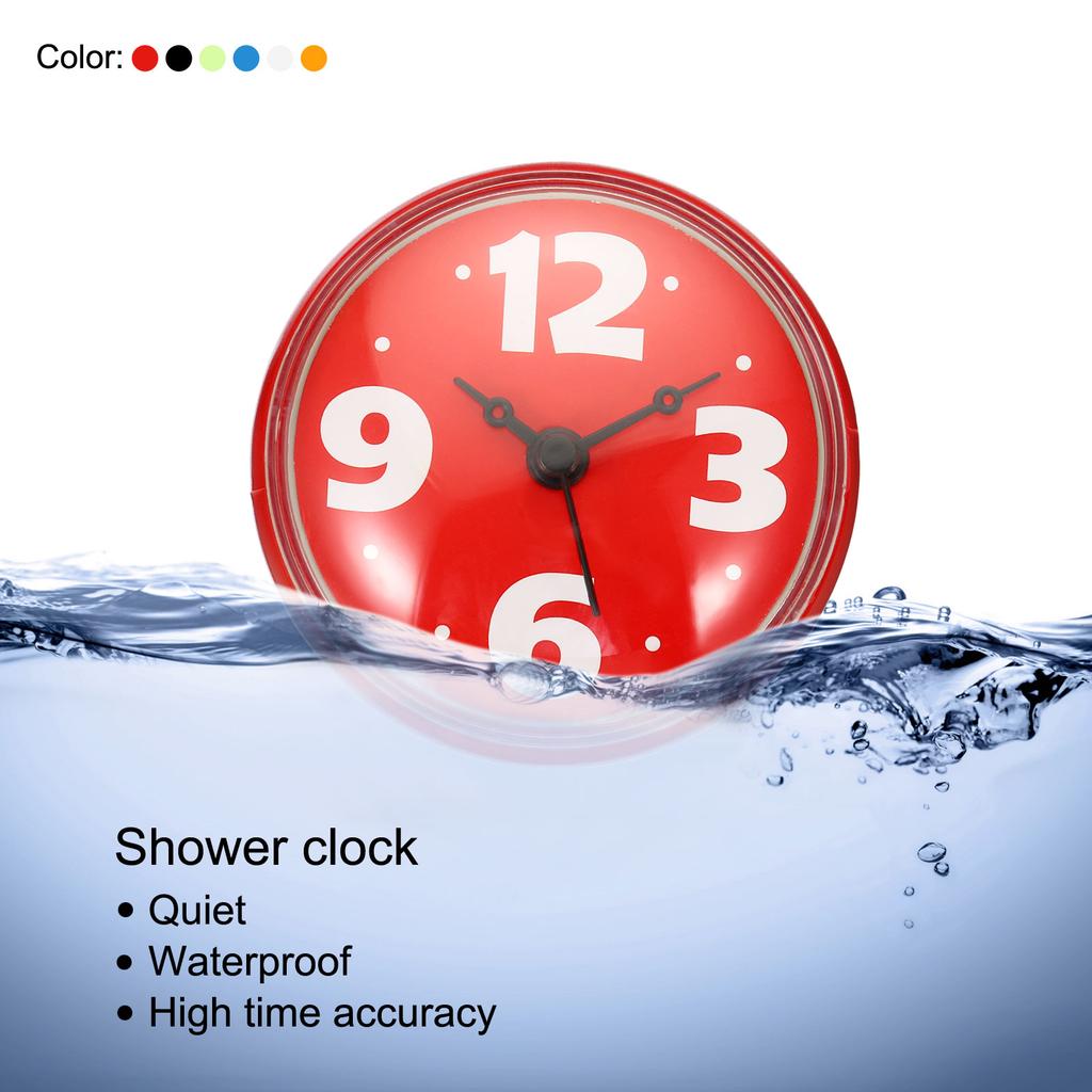 Uxcell 7.5cm Waterproof Mini Shower Clock Small Table Kitchen Living Bathroom Room Wall Clock Toilet Round Sucker Decor Art