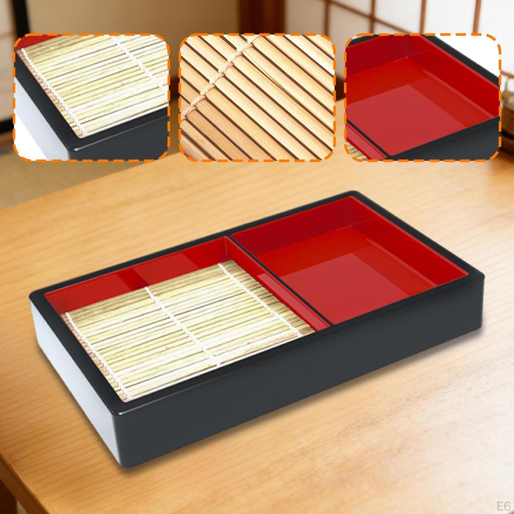 Cold Soba Noodle Plate Bamboo Serving Tray Easy to Clean Food Grade Japanese Platter Dish for Party