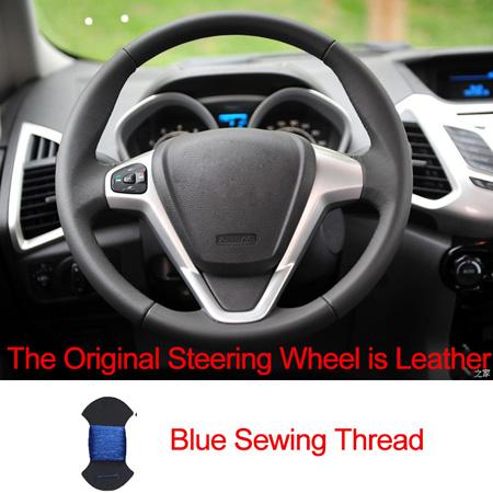 Hand Sewing Car Steering Wheel Cover For Ford Fiesta 2008-2016 2017 Ecosport 2014- 2015 2016 2017 Braid on the Steering wheel