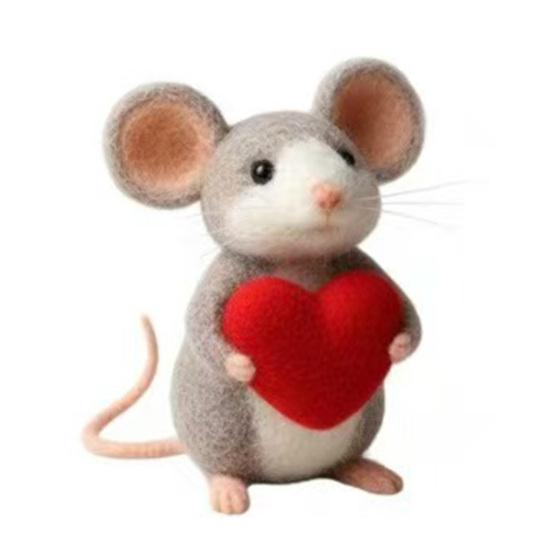 

Valentine s Day Felt Mouse Holding Rose Heart Gift Ornament Handmade Box Bowknot Bow Tie 8cm