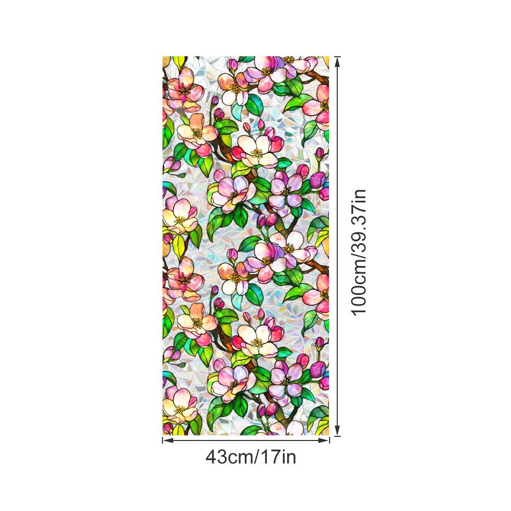 

Colorful Flowers, Electrostatic Glass Stickers PVC Adhesive Free Sun Catchers Colored Window Glass Stickers 43x100cm