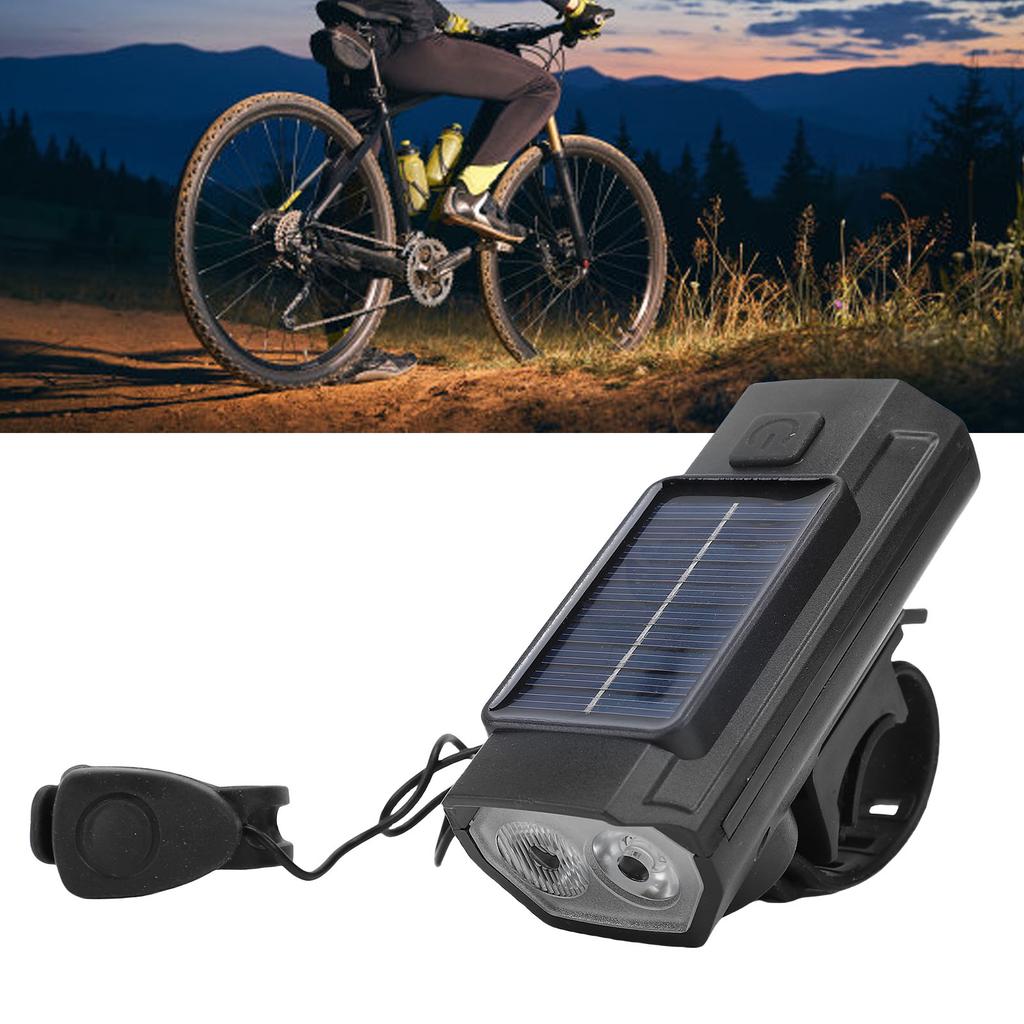 Luce Bici Solare Impermeabile Anti Alta Luminosità Integrata Tromba Bici Solare Luce Anteriore per Ciclismo Notturno