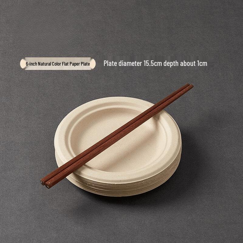 6-inch Natural Wheat Straw Disposable Plates