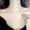 Stainless Steel Double Layer Love Necklace Women's Fashion Sense Collarbone Chain Necklace  Wholesale
