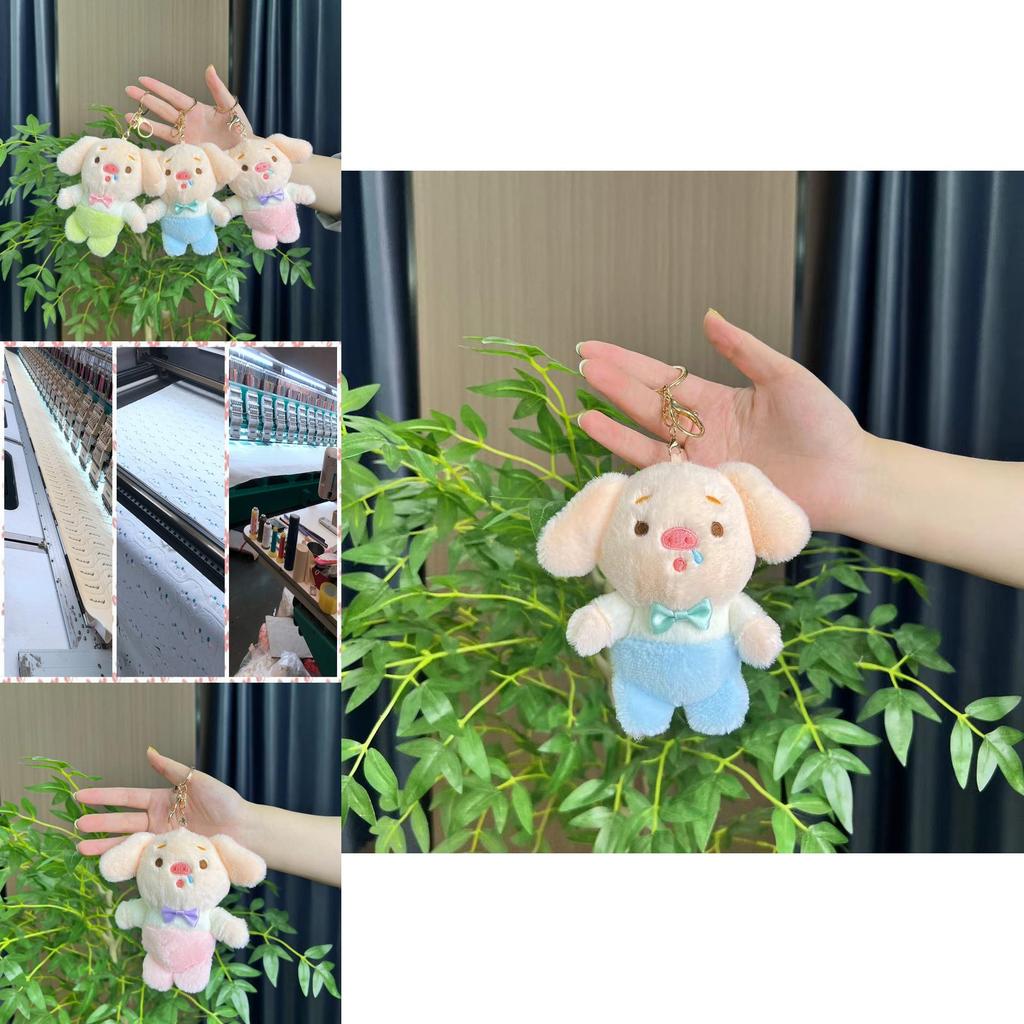 Adorable Piglet Plush Keychain With Soft Short Plush And Cute Cartoon Design In Green Blue Pink