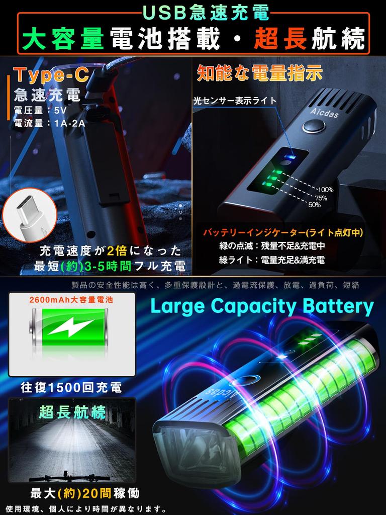 Bicyklové svetlo Najnovšie vylepšené 2600mAh LED svetlomet s vysokým jasom 2000 Stmievateľné svetlo Bicykel Cestné Predné Kompaktné Môže byť tiež použité ako Športové