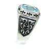 Blue Topaz Silver 925 College Ring SA Square Power Stone [Silver One] Men's [No. 13]