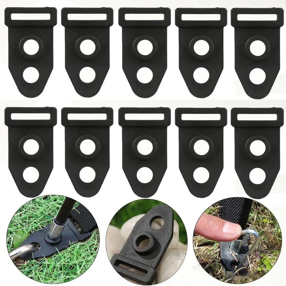 

10PC High Quality Double Hole Black Mountaineering Accessory Tent Foot Clip Windline Buckle Tent Clip Outdoor Camping Travelling
