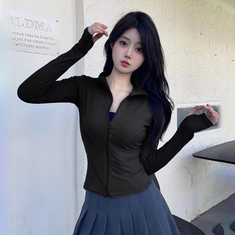 Sunscreen Clothing Fitness Clothing Women s Sports Casual Jacket Top Slim and Skinny Pilates Training Yoga Clothing Fitness Clothing S