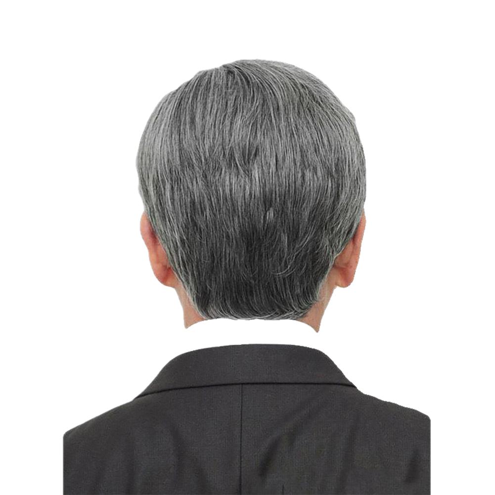 Middle-aged and Elderly Wigs, Flowery White, Men's Short Hair Wigs, Full Wigs