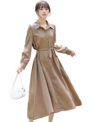 Collecala 2025 Kimono Shirt Comfortable Solid Dress with Waist Perfect for Spring and Autumn Spring/Summer Women's Dress, Color, Button-Down Front,