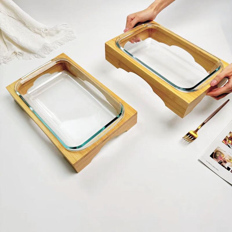 Creative Glass Fruit Bowl with Bamboo Stand