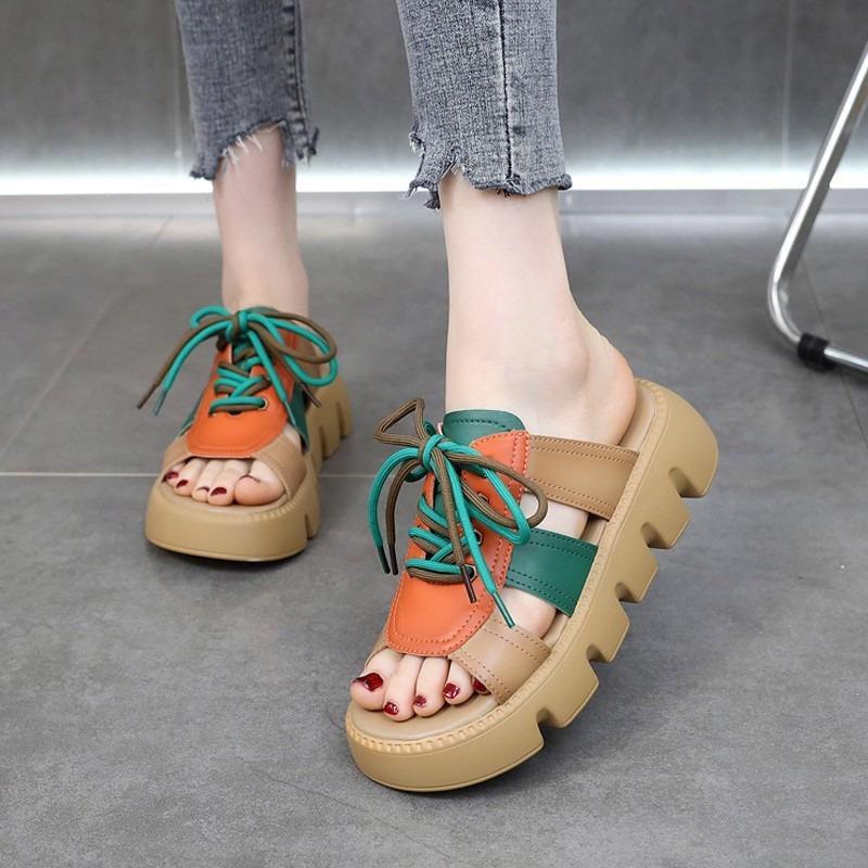 Women's Spring and Summer New Lightweight Casual Thick Soled Retro Beach Roman Sandals