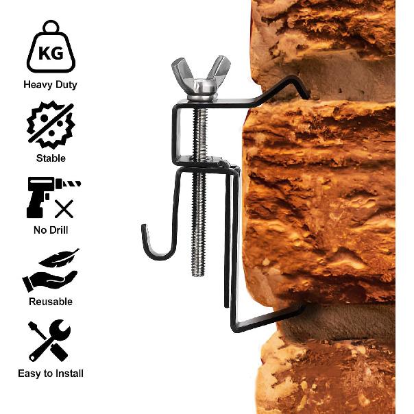 Gadpiparty 6pcs Brick Hanger, Brick Wall Clips, Hand Twist Brick Wall Clips, Adjustable Brick Wall Hanging Clips, No Drill Brick Hangers, for Hanging