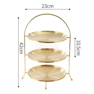 

Gold Fruit Plate European 3 Layer Snack Rack Cake Display Rack Pastry Dish Serving Tray Fruit Candy Shelf Room Party Decoration