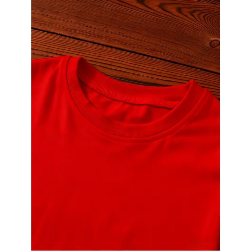 Kids Crewneck Short Sleeve T-Shirt, Cute Cartoon Placement Print