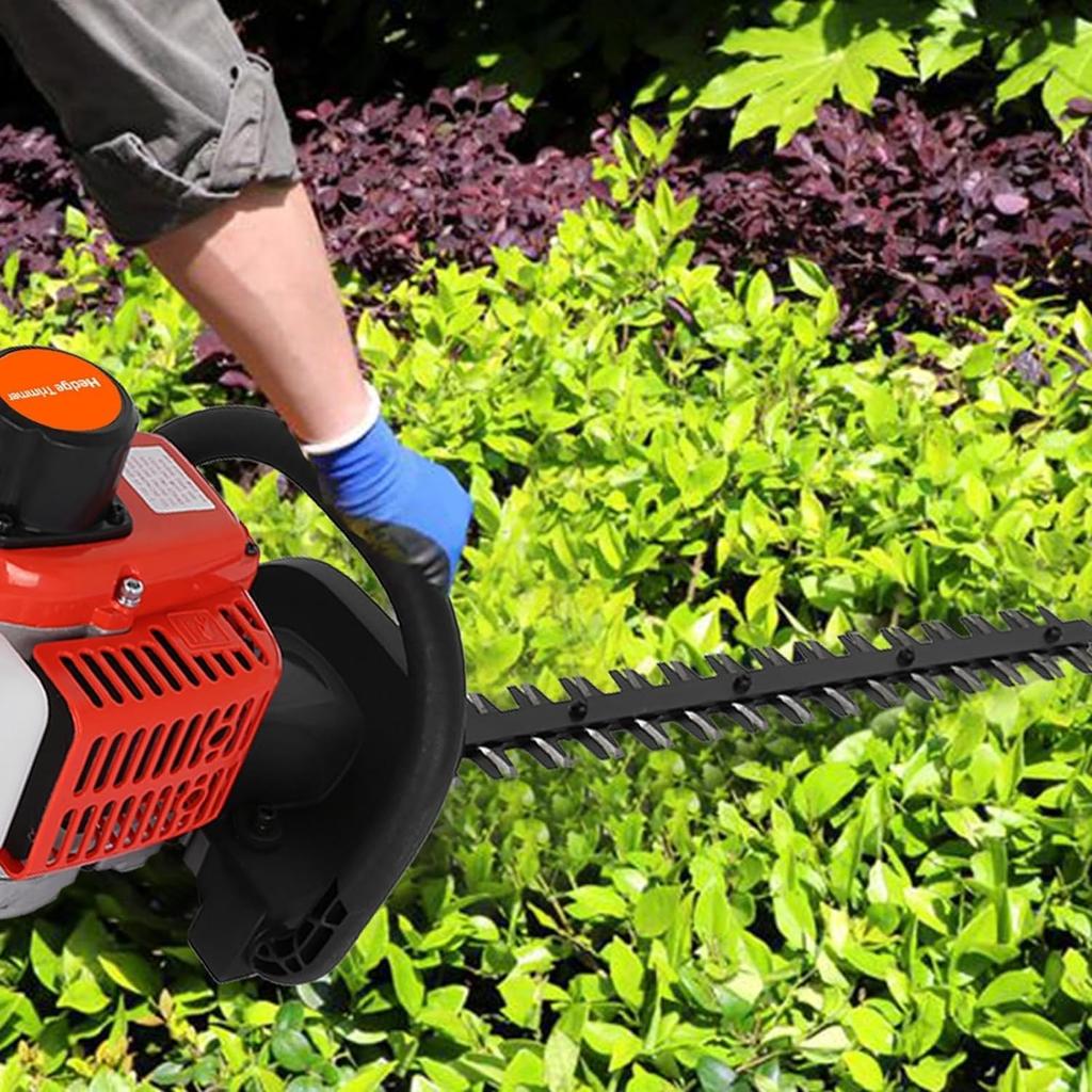 Gas Hedge Trimmer with Double Side Blade,  2 Cycle Gas Powered Hedge Trimmer, 2 Stroke Fuel-efficient Low Voice Gas Bush Cutter