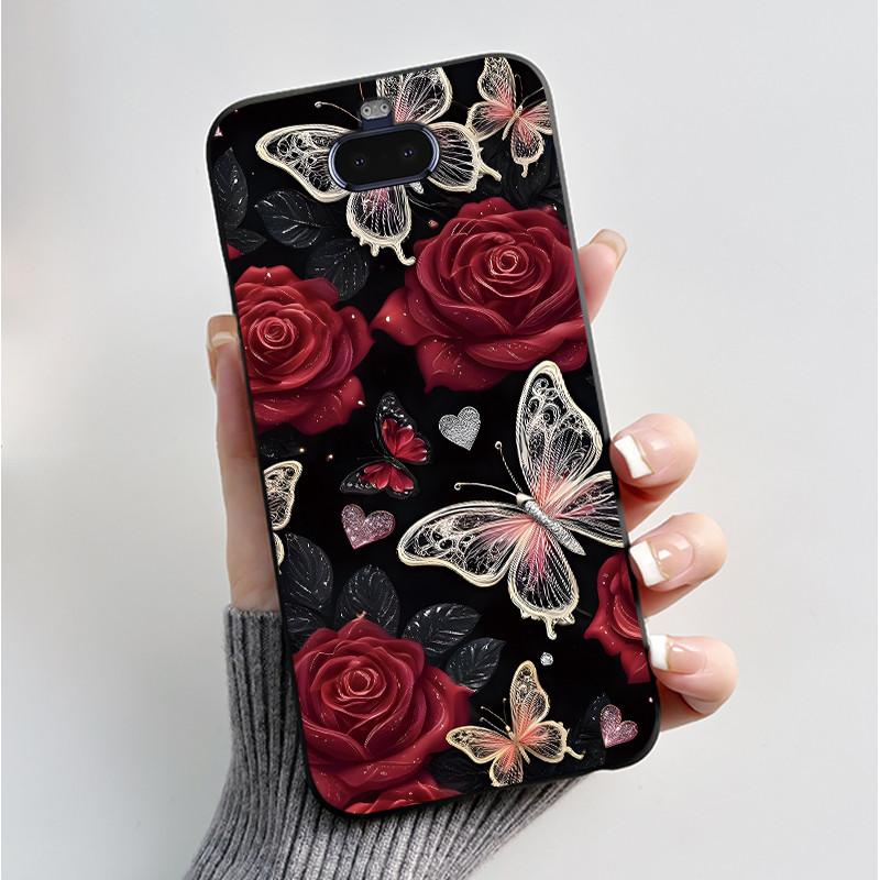Case For Sony Xperia 20/Xperia 8/SOV42/Xperia 8 Lite Phone Case Luxury Fashion Butterfly Flowers Black Silicone Soft Back Cover