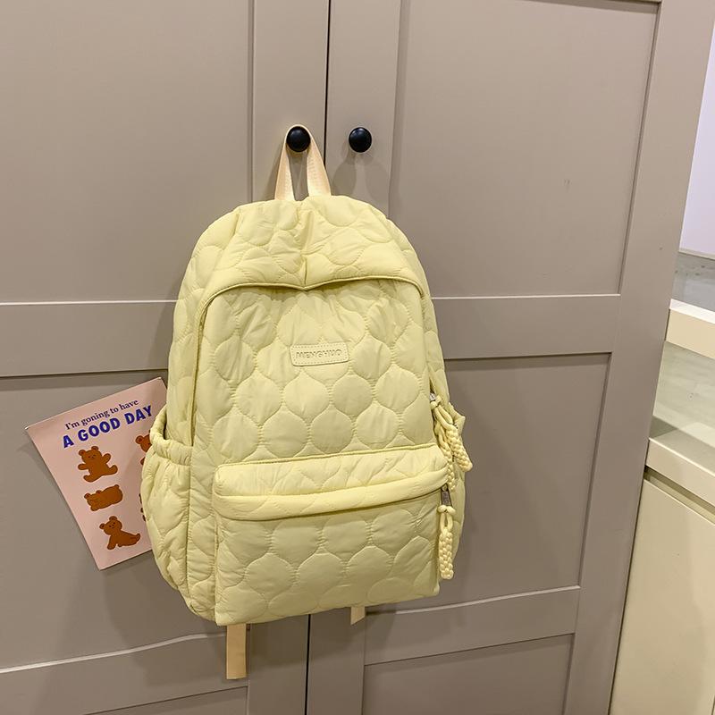 Winter Cotton Clothes Schoolbag Female College Students Simple Class Backpack Japanese Sweet Wind Rhombus Backpack
