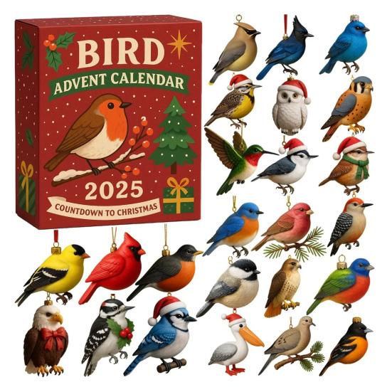 Christmas Advent Calendar Bird Design 24-Day Countdown Decoration Kid Surprise Advent Calendar Holiday Decor