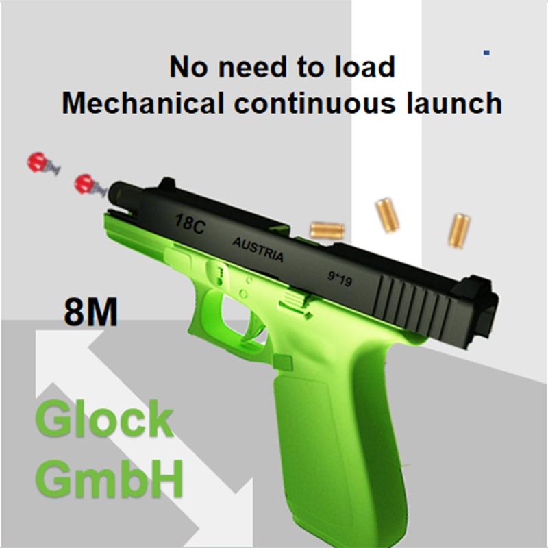 Black Glock Automatic Shell Ejection Soft Bullet Toy Gun G18 Airsoft Pistol Armas Children CS Shooting Weapons Gun Toy for Boys