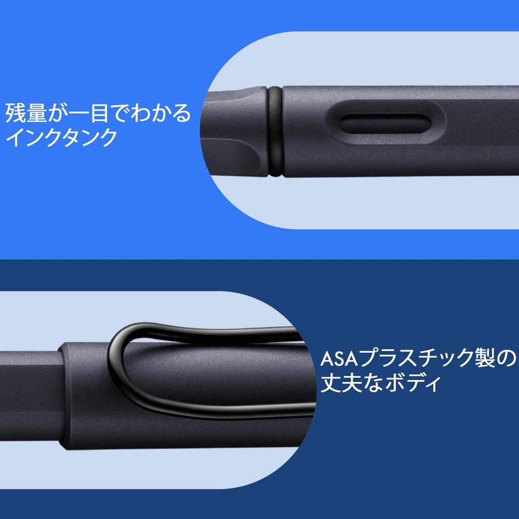 LAMY Safari Steel Black Fountain Pen Ergonomic Grip and Polished Steel Size M Ideal for Writing and Calligraphy Includes LAMY T10 Blue Ink Cartridge -