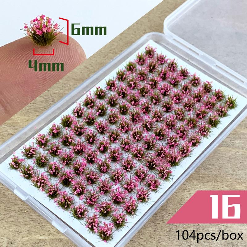104pcs/box Static Grass Tuft Model Grass Tufts Terrain Model Kit Static Scenery Model Miniature Shrubs Bushes