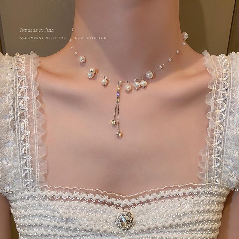 Elegant  Bead Chain Necklace Bowknot Heart Butterfly Zircon Choker for Women Fashion Accessories Jewelry