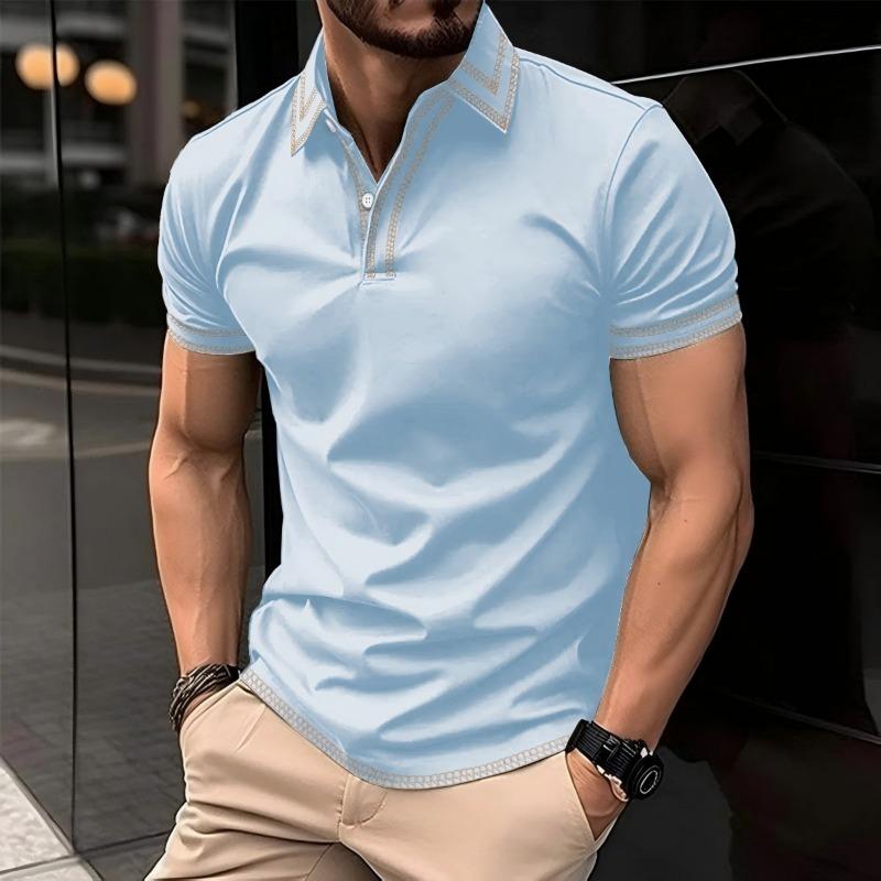 Summer Men's Casual Collar Line Short Sleeved T-shirt Polo Shirt