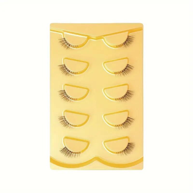 

5 Pairs Half Lashes Clear Band Eyelashes Cat Eye False Eyelashes Short Soft 3d Faux Mink Eyelashes Soft Natural Eye Makeup