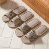 Retro Floral Open-Toe Linen Slippers for All Seasons