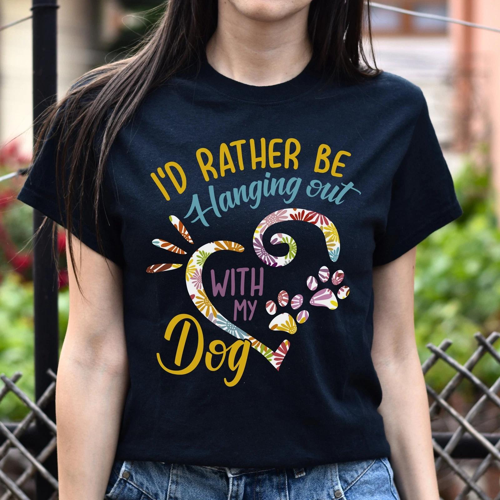 I d rather be hanging out with my dog Unisex t-shirt gift black dark heather 2XL