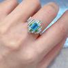SACEGEMS 925 Sterling Silver 4*6mm Natural Swiss Blue Topaz Luxury Rings for Women Created Wedding Engagement Party Fine Jewelry